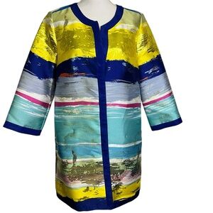 BEREK Women's Medium Waves Of Metallic Open Front Jacket Holiday Cocktail Party